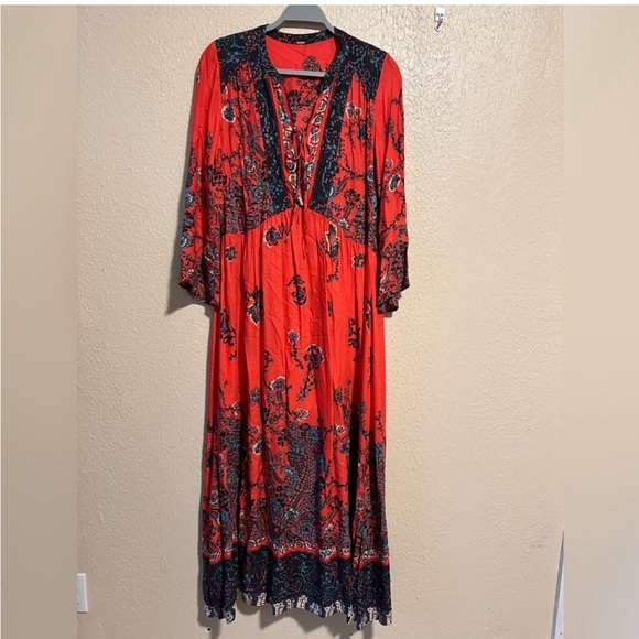 Free People If You Only Knew Maxi Dress Size Large Floral Boho - Picture 5 of 5